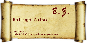 Ballogh Zalán névjegykártya